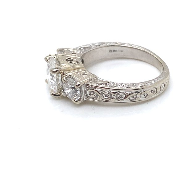 14K Gold Moissanite Three Stone Diamond Engagement Ring - Picture 4 of 4